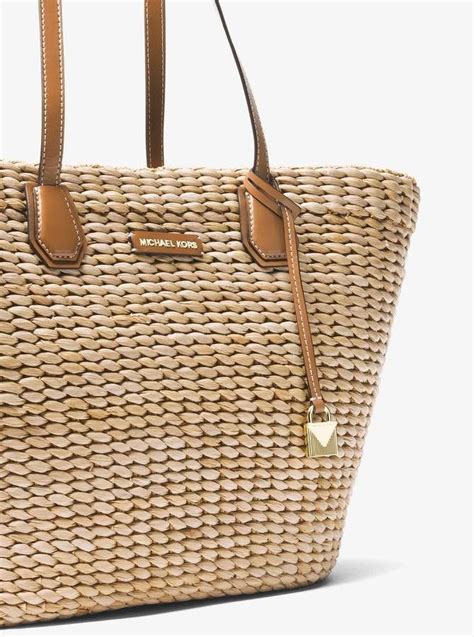 michael kors malibu straw|Malibu Woven Straw Tote Bag .